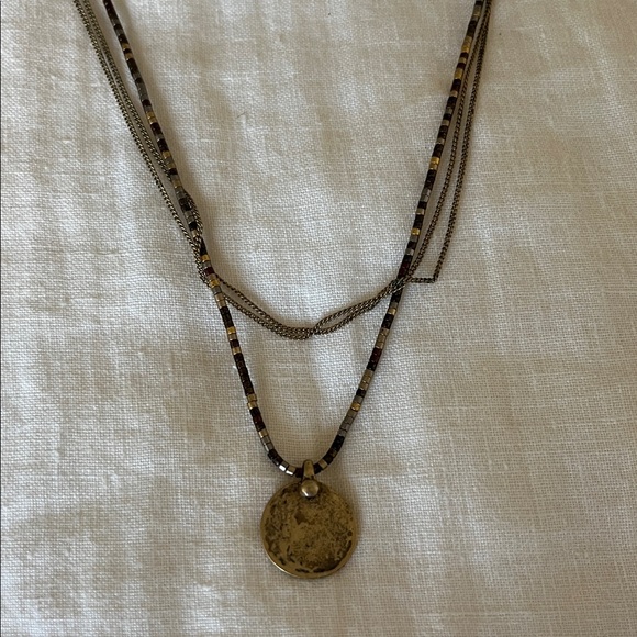 Gold Beaded Multi Chain Coin Necklace - Picture 3 of 5